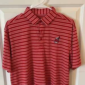 Cleveland Indians Columbia Red and White Striped Polo Shirt